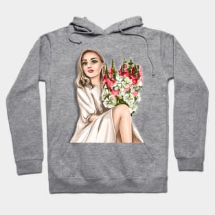 Beautiful girl with flowers Hoodie